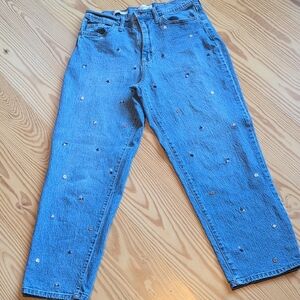 Embellished Blue Women's Jeans High Waisted